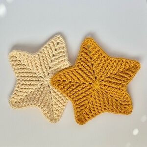 Cream and Yellow Star-Shaped Kitchen Dishcloths